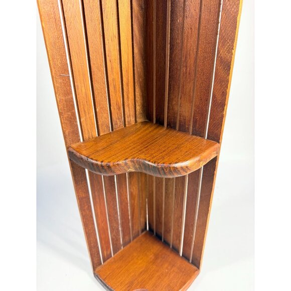 Wooden Corner Floating Wall Shelf 3 tier Heart Vintage Cottage Granny Core Wood - Picture 6 of 16